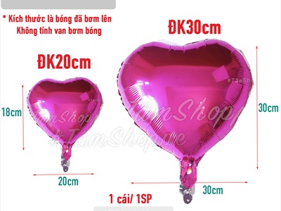 Bong bóng kiếng trái tim trơn màu nhiều cỡ BBK-TIM-03